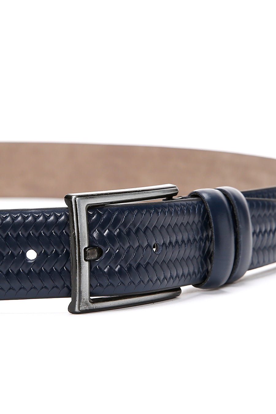 Men's Navy Blue Leather Belt
