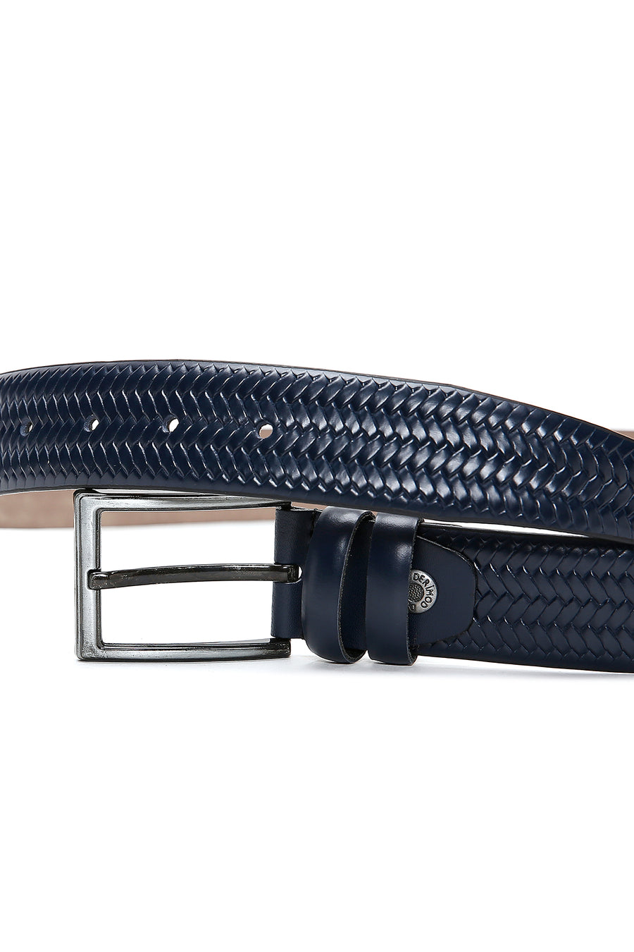 Men's Navy Blue Leather Belt