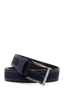 Men's Navy Blue Suede Leather Belt | Derimod