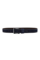 Men's Navy Blue Suede Leather Belt | Derimod