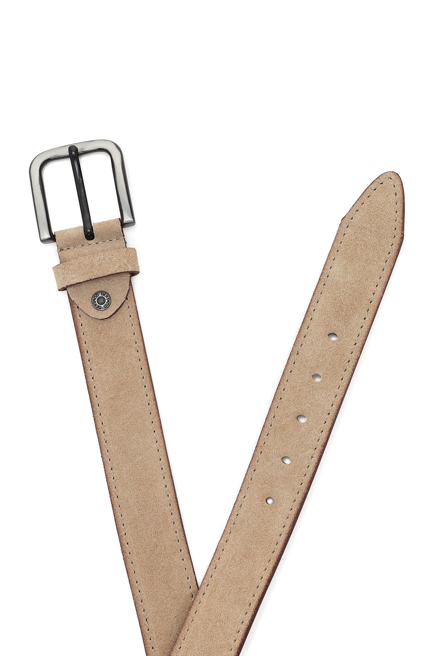 Men's Beige Suede Leather Belt