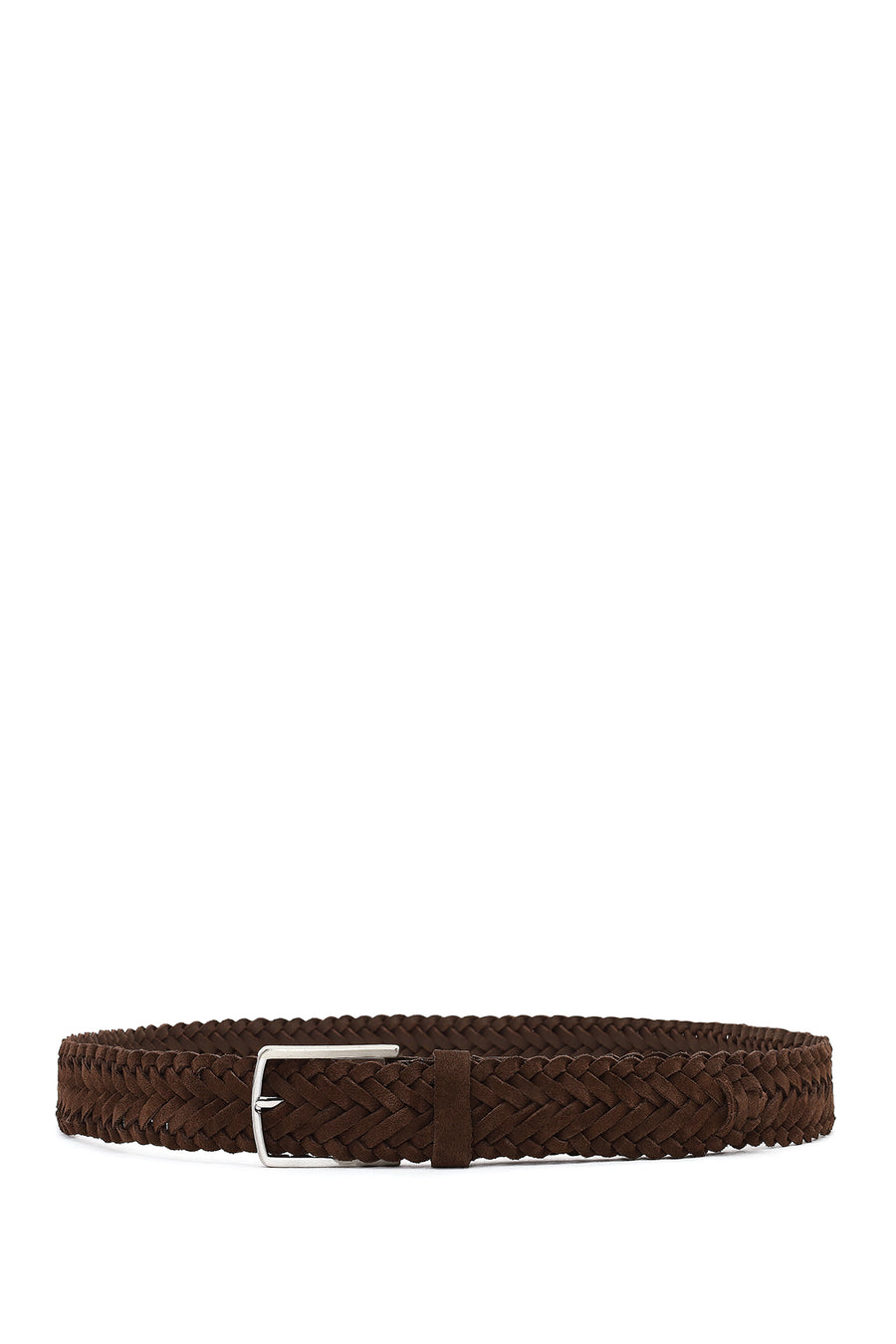Men's Brown Woven Leather Belt