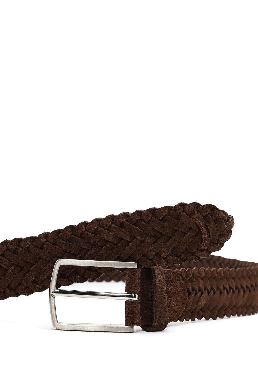 Men's Brown Woven Leather Belt