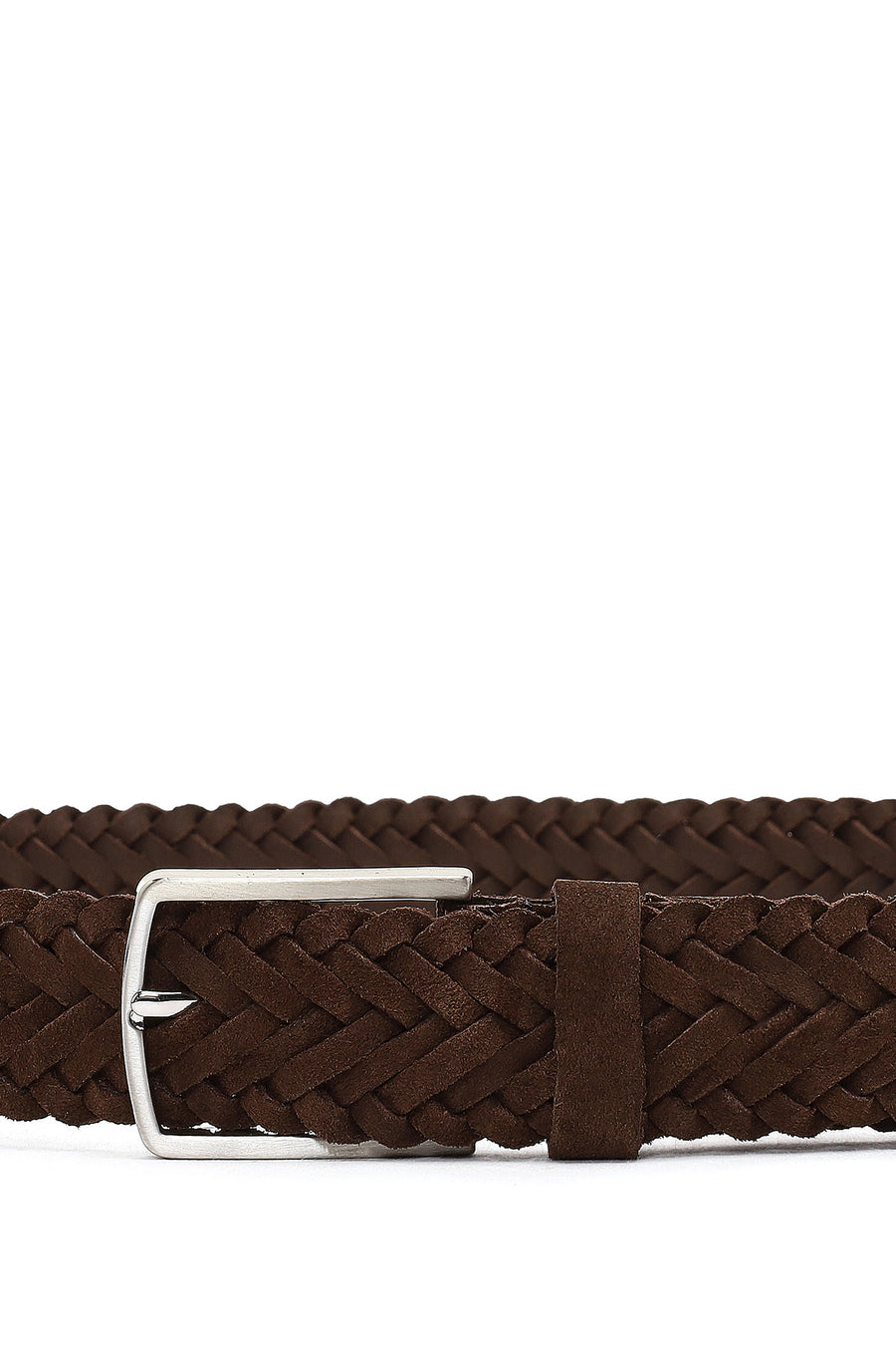 Men's Brown Woven Leather Belt