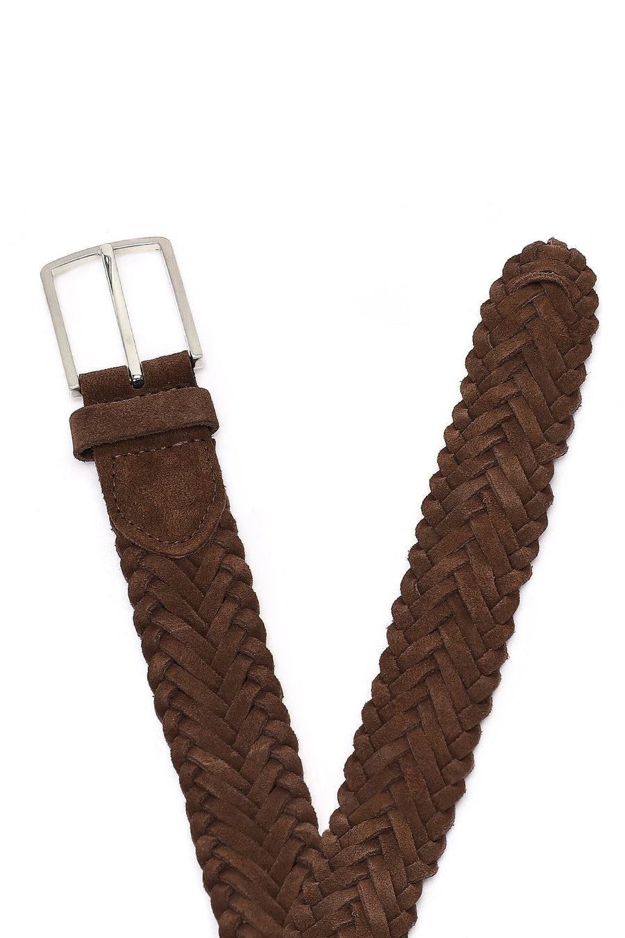 Men's Brown Woven Leather Belt