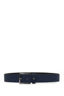 Men's Navy Leather Belt | Derimod