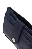 Men's Navy Leather Cardholder | Derimod