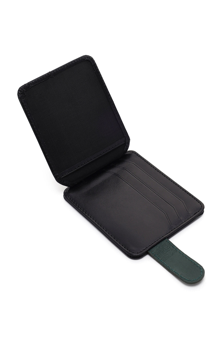 Men's Black Green Leather Card Holder