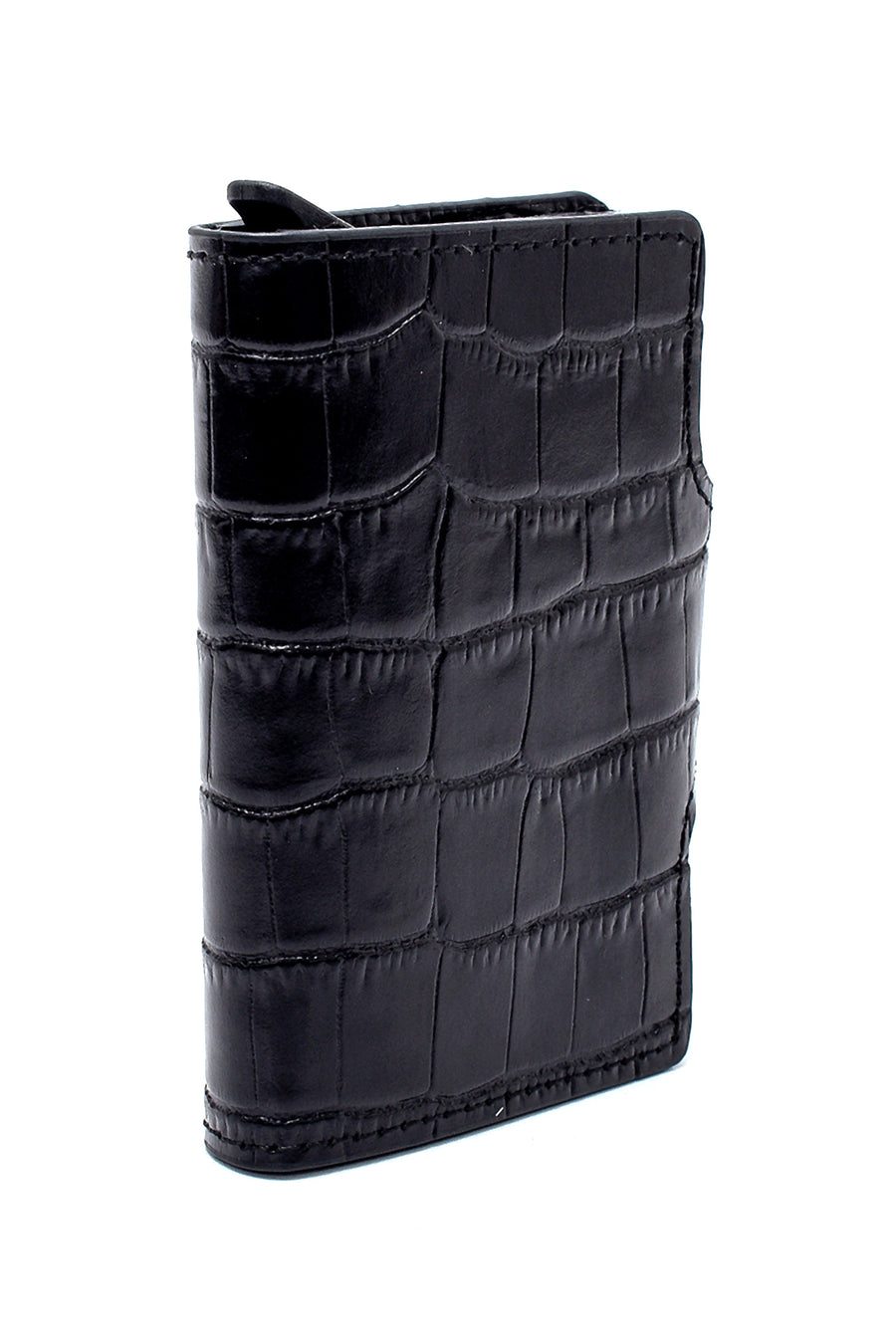 Men's Black Crocodile Patterned Card Holder