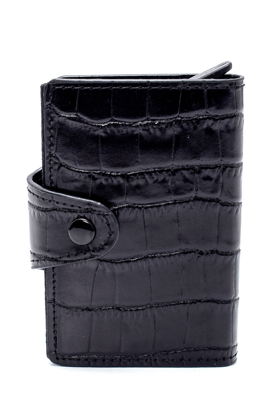 Men's Black Crocodile Patterned Card Holder