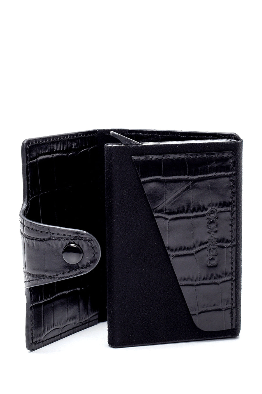 Men's Black Crocodile Patterned Card Holder