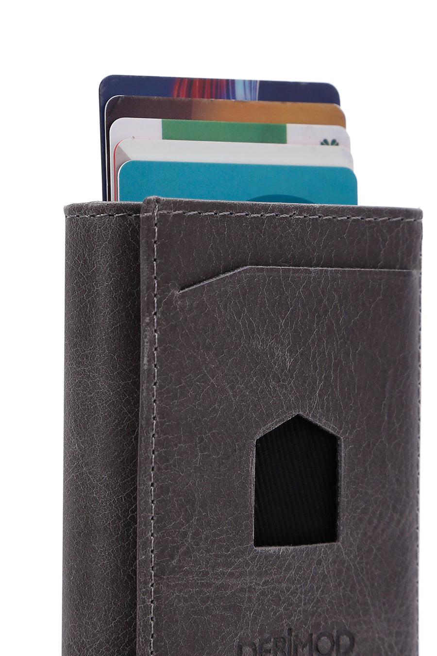 Men's Gray Leather Card Holder