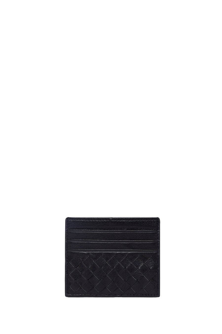 Men's Black Braided Leather Cardholder