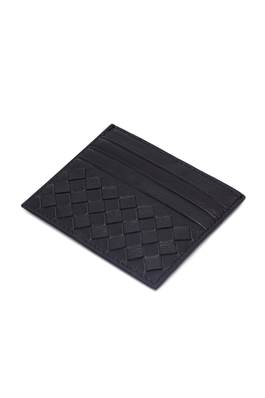 Men's Black Braided Leather Cardholder