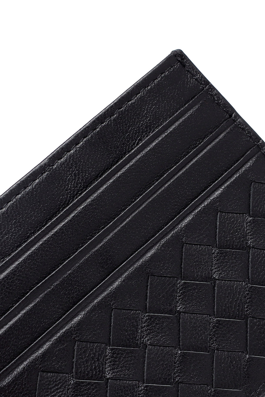Men's Black Braided Leather Cardholder