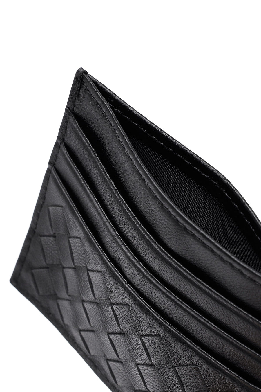 Men's Black Braided Leather Cardholder