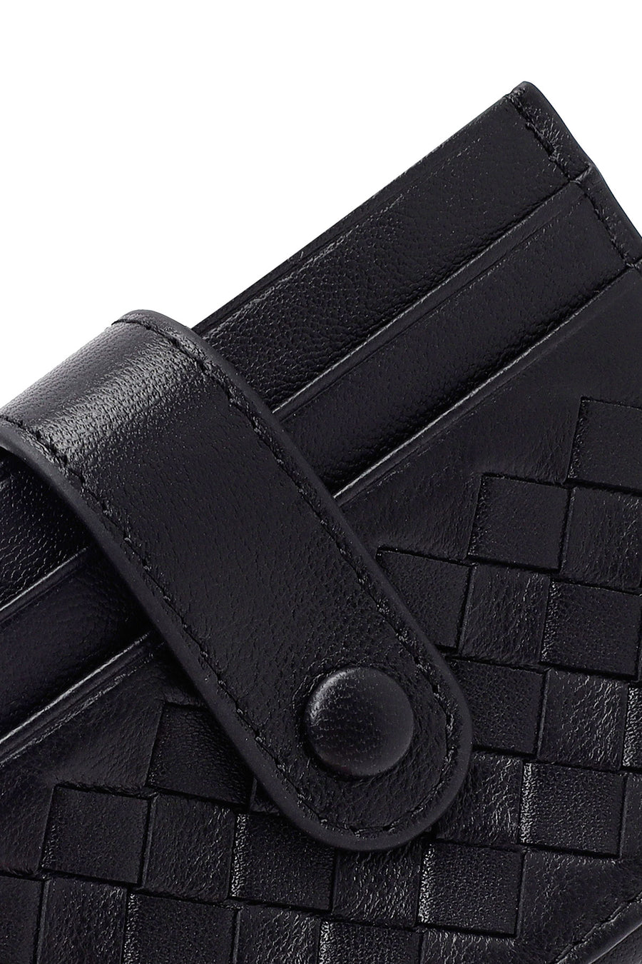 Men's Black Braided Leather Cardholder