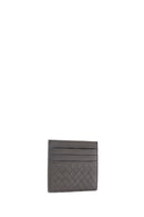 Erkek Gri Örgülü Deri Kartlık | Derimod