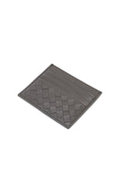 Erkek Gri Örgülü Deri Kartlık | Derimod