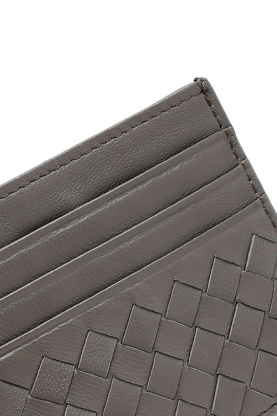 Men's Gray Braided Leather Cardholder