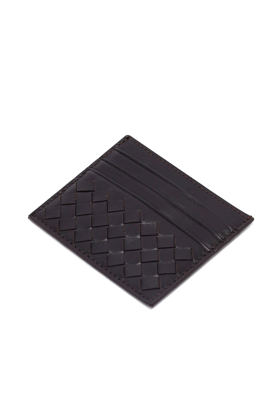 Men's Brown Braided Leather Cardholder