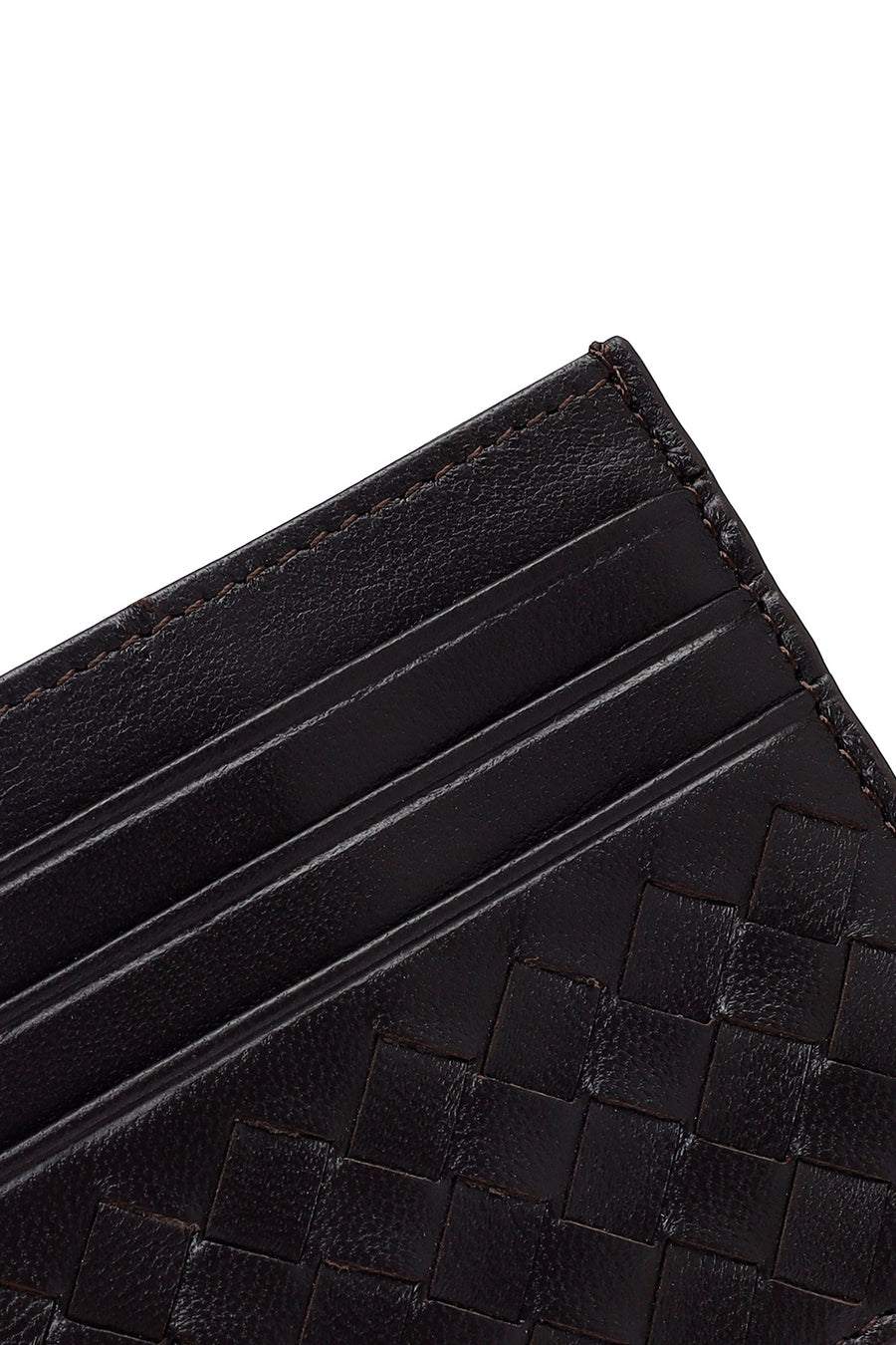 Men's Brown Braided Leather Cardholder