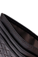 Erkek Kahverengi Örgülü Deri Kartlık | Derimod