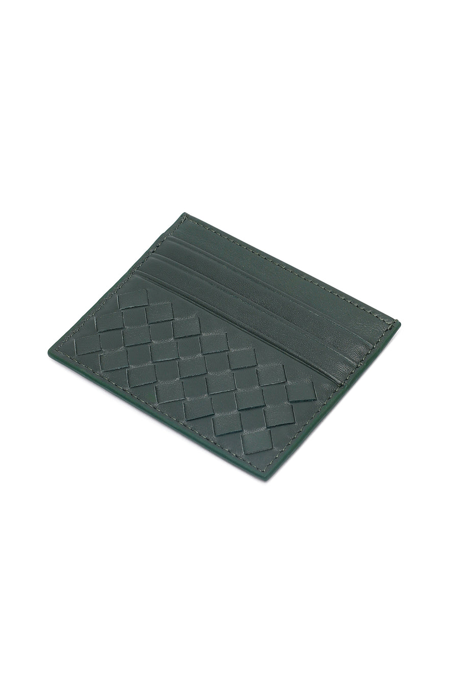 Men's Green Braided Leather Cardholder