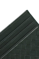 Erkek Yeşil Örgülü Deri Kartlık | Derimod