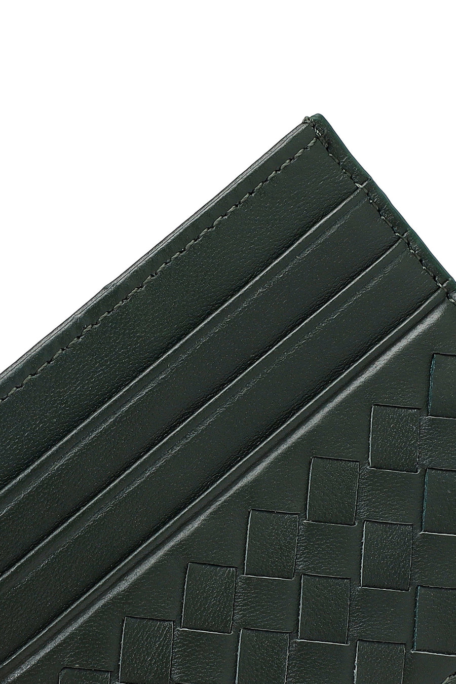 Men's Green Braided Leather Cardholder