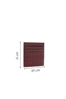 Men's Burgundy Braided Leather Cardholder | Derimod