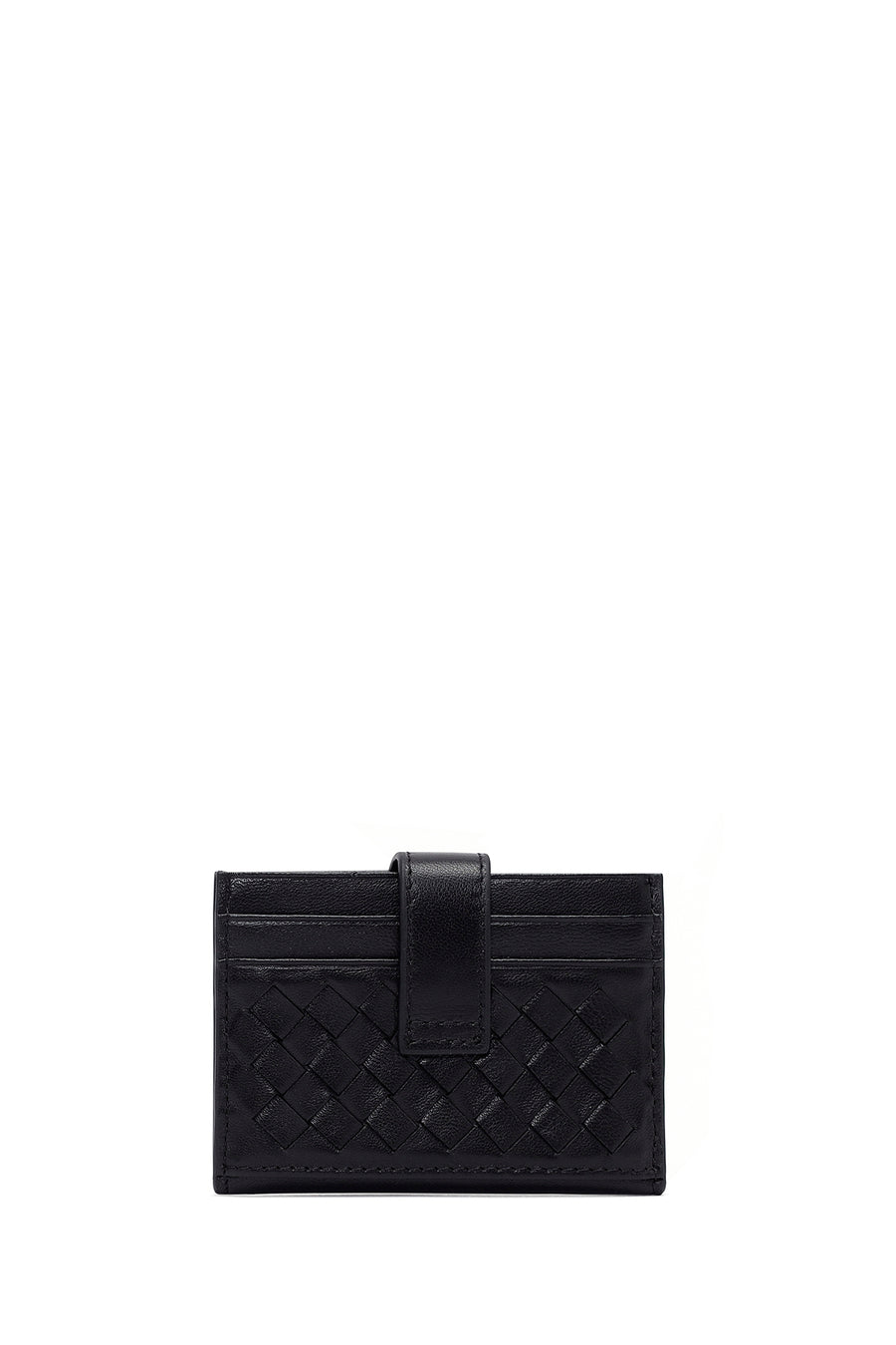 Men's Black Braided Leather Cardholder