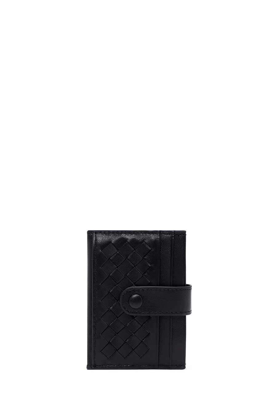 Men's Black Braided Leather Cardholder