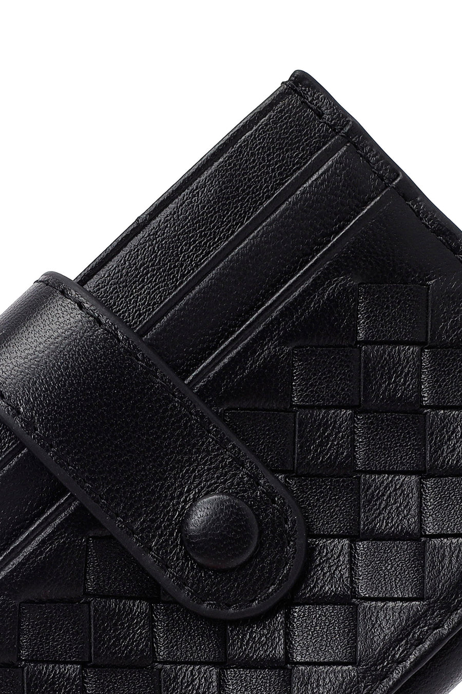 Men's Black Braided Leather Cardholder