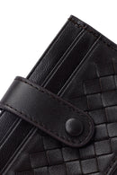 Men's Brown Braided Leather Cardholder | Derimod