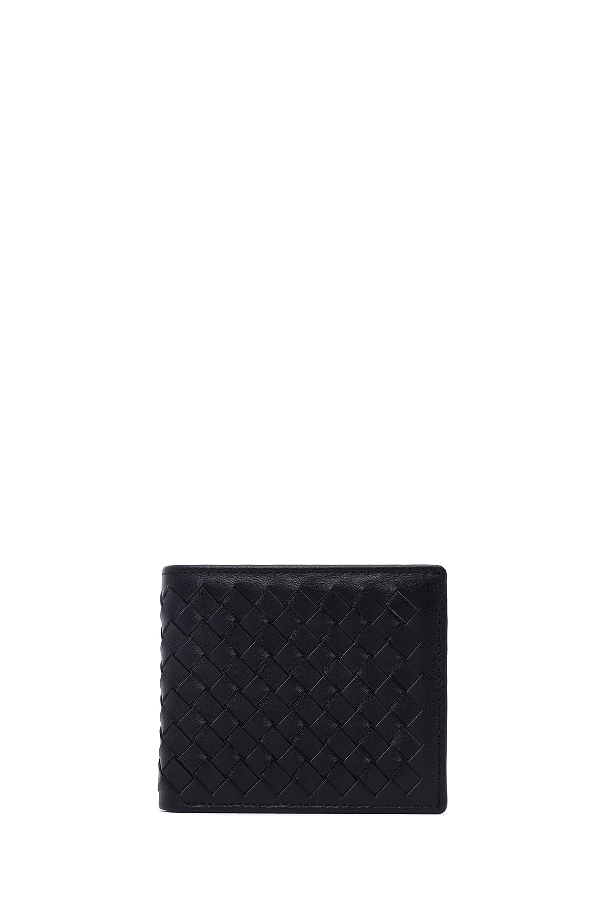 Men's Black Braided Leather Wallet 000A2D361829 | Derimod