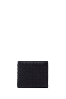 Men's Black Braided Leather Wallet | Derimod