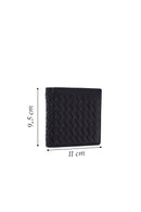 Men's Black Braided Leather Wallet | Derimod