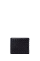 Men's Black Braided Leather Wallet | Derimod