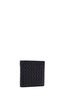 Men's Black Braided Leather Wallet | Derimod