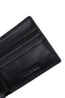 Men's Black Braided Leather Wallet | Derimod