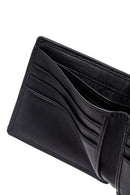 Men's Black Braided Leather Wallet | Derimod