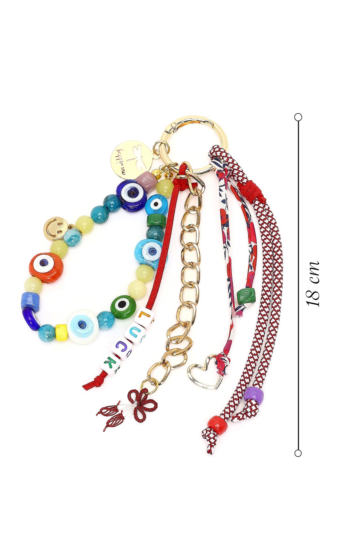 Kadın Çok Renkli Zincir Detaylı Boncuklu Metal Charm