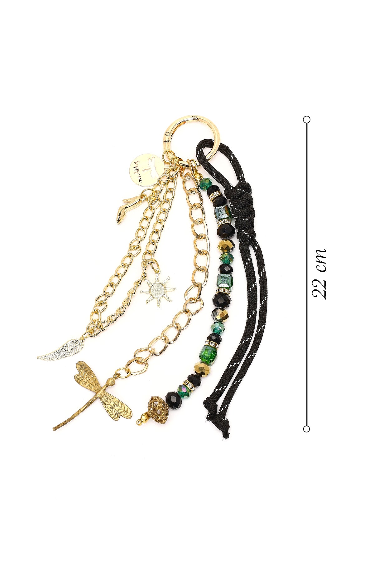 Kadın Siyah Zincir Detaylı Boncuklu Metal Charm