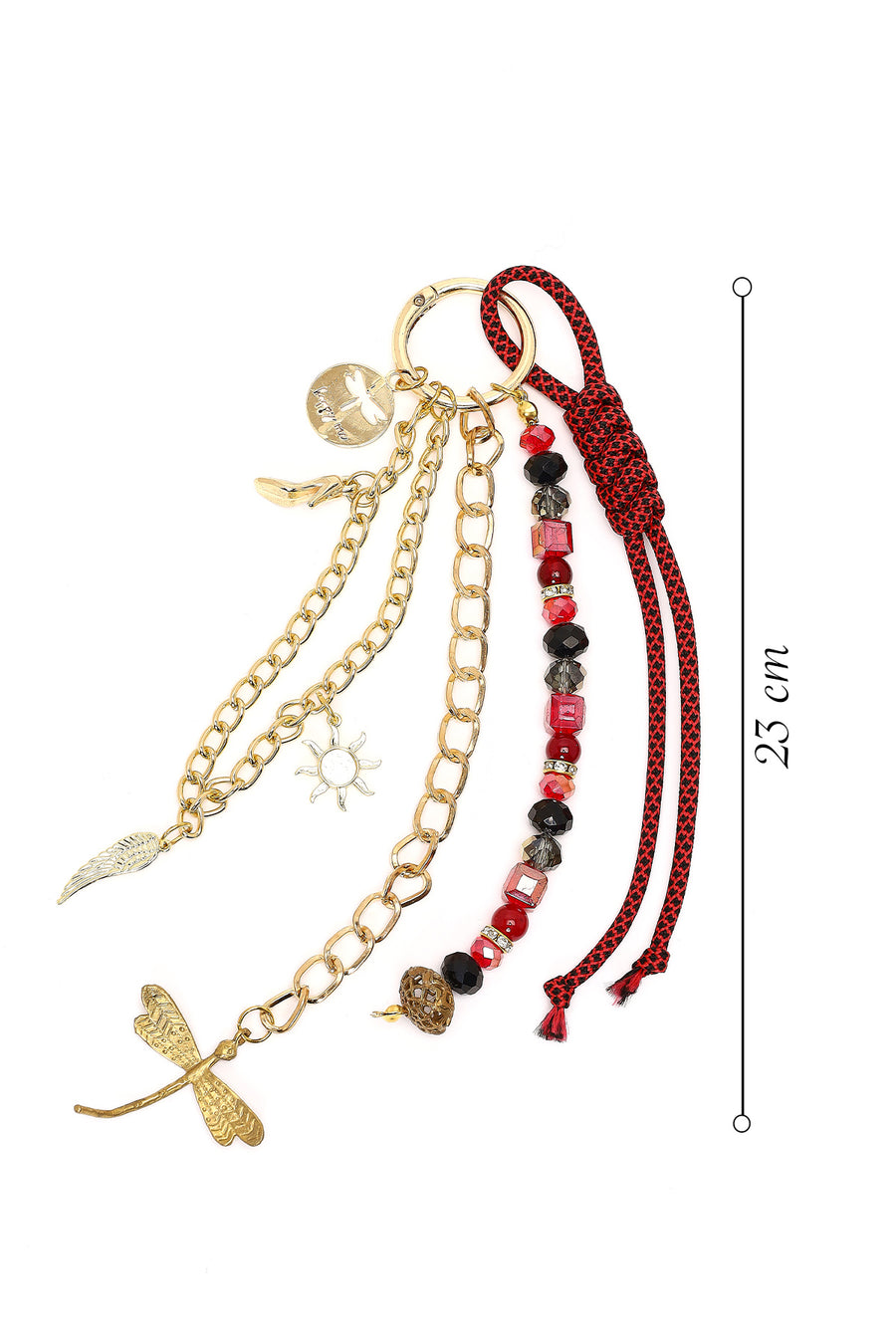 Kadın Bordo Zincir Detaylı Boncuklu Metal Charm