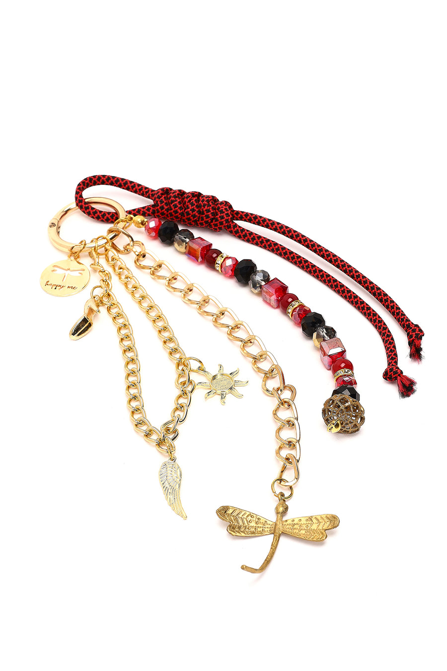 Kadın Bordo Zincir Detaylı Boncuklu Metal Charm