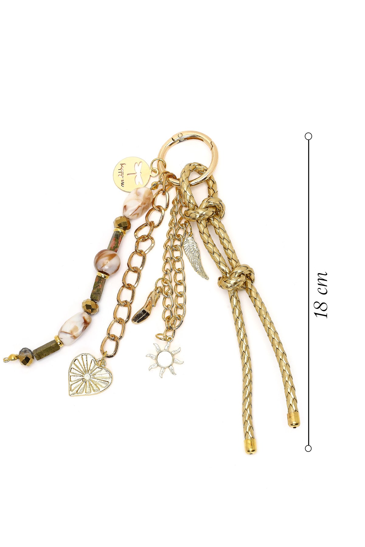 Kadın Altın Zincir Detaylı Boncuklu Metal Charm