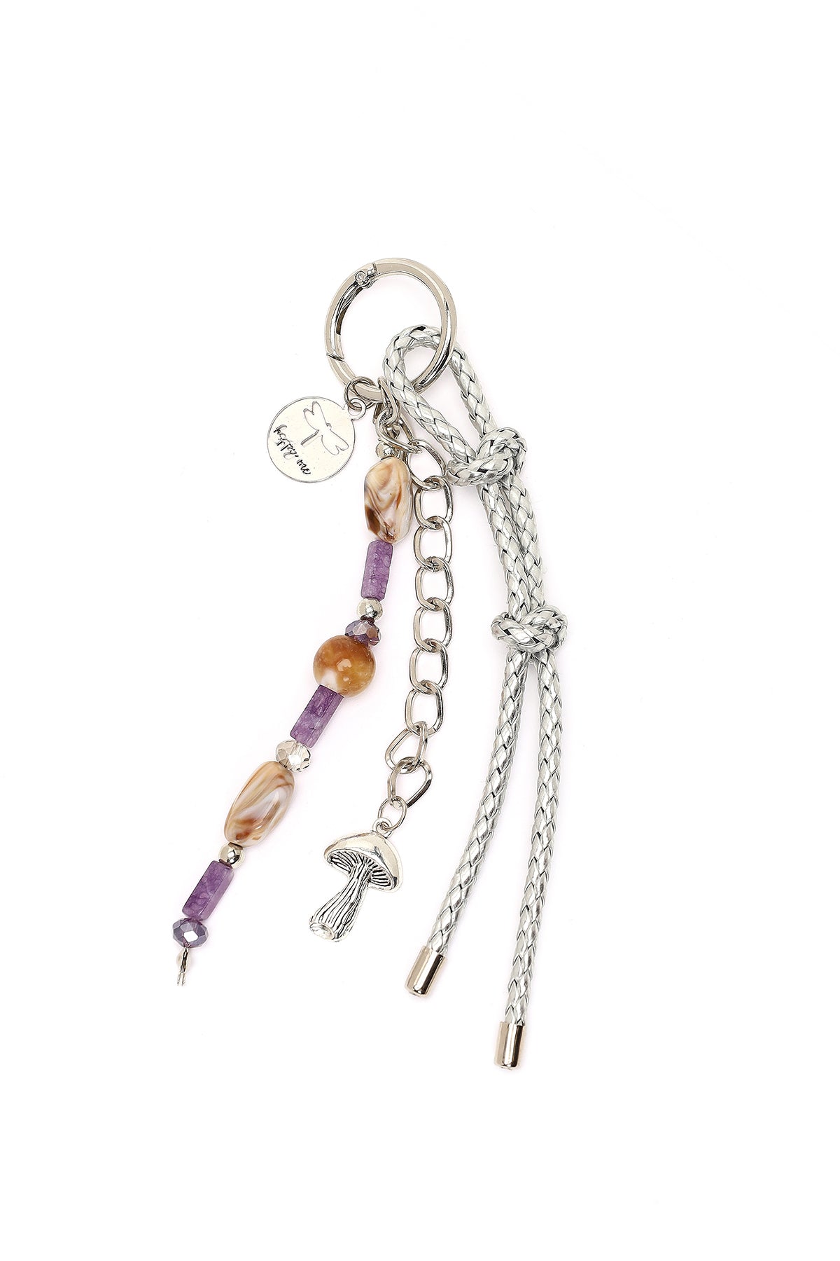 Kadın Mor Zincir Detaylı Boncuklu Metal Charm