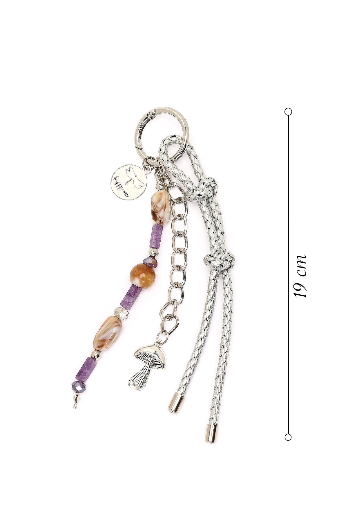 Kadın Mor Zincir Detaylı Boncuklu Metal Charm