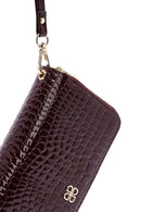 Kadın Bordo Kroko Cüzdan | Derimod